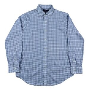 Polo Ralph Lauren Button Down Shirt Mens Large Blue Check Classic Fit Preppy